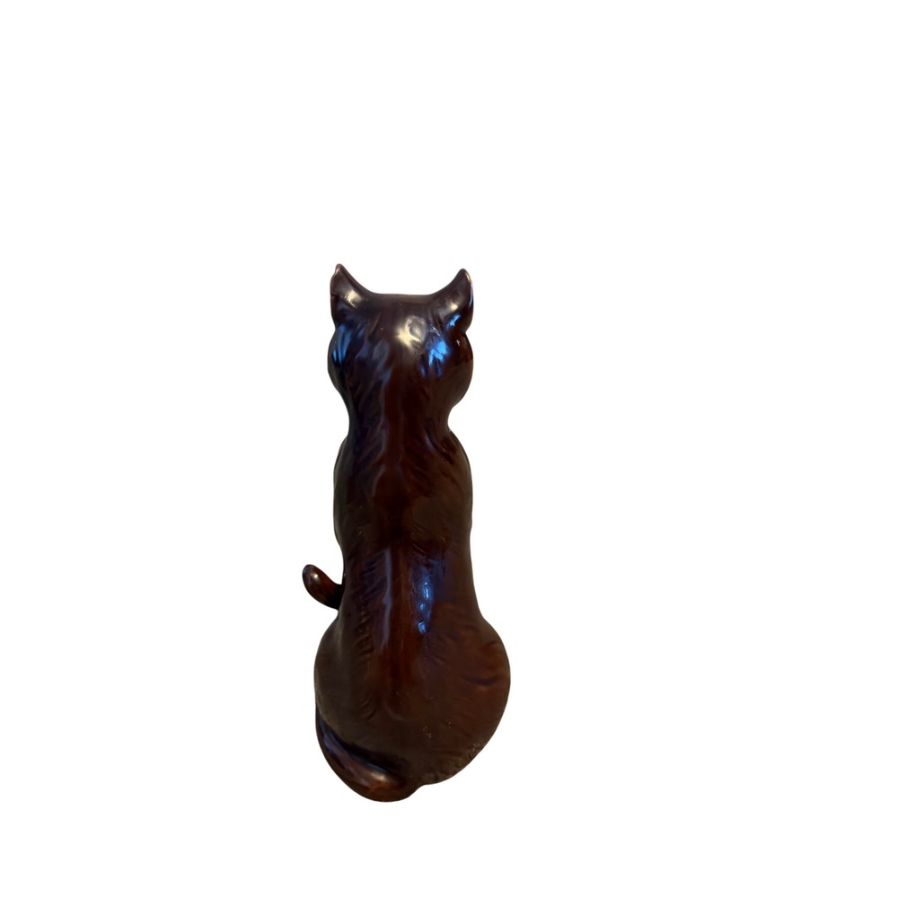 Vintage Inarco Japan Ceramic Cat Figurine E-2981 Brown Drip Glaze MCM Decor - Picture 6 of 10